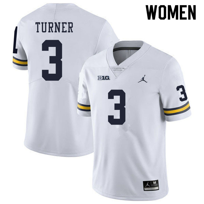Women #3 Christian Turner Michigan Wolverines College Football Jerseys Sale-White